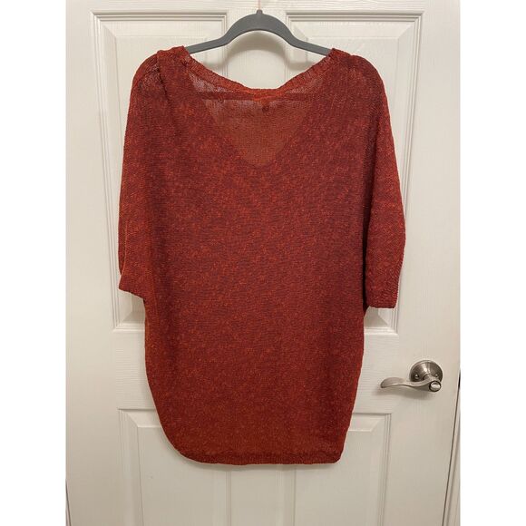 Eileen Fisher Women's M Rust Linen Blend V-Neck Dolman Tunic Top - Picture 3 of 3